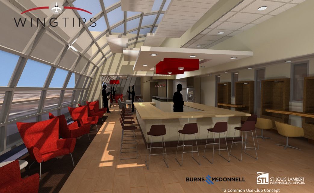 The New St. Louis Airport Wingtips Lounge (Image: Burns and McDonnell)