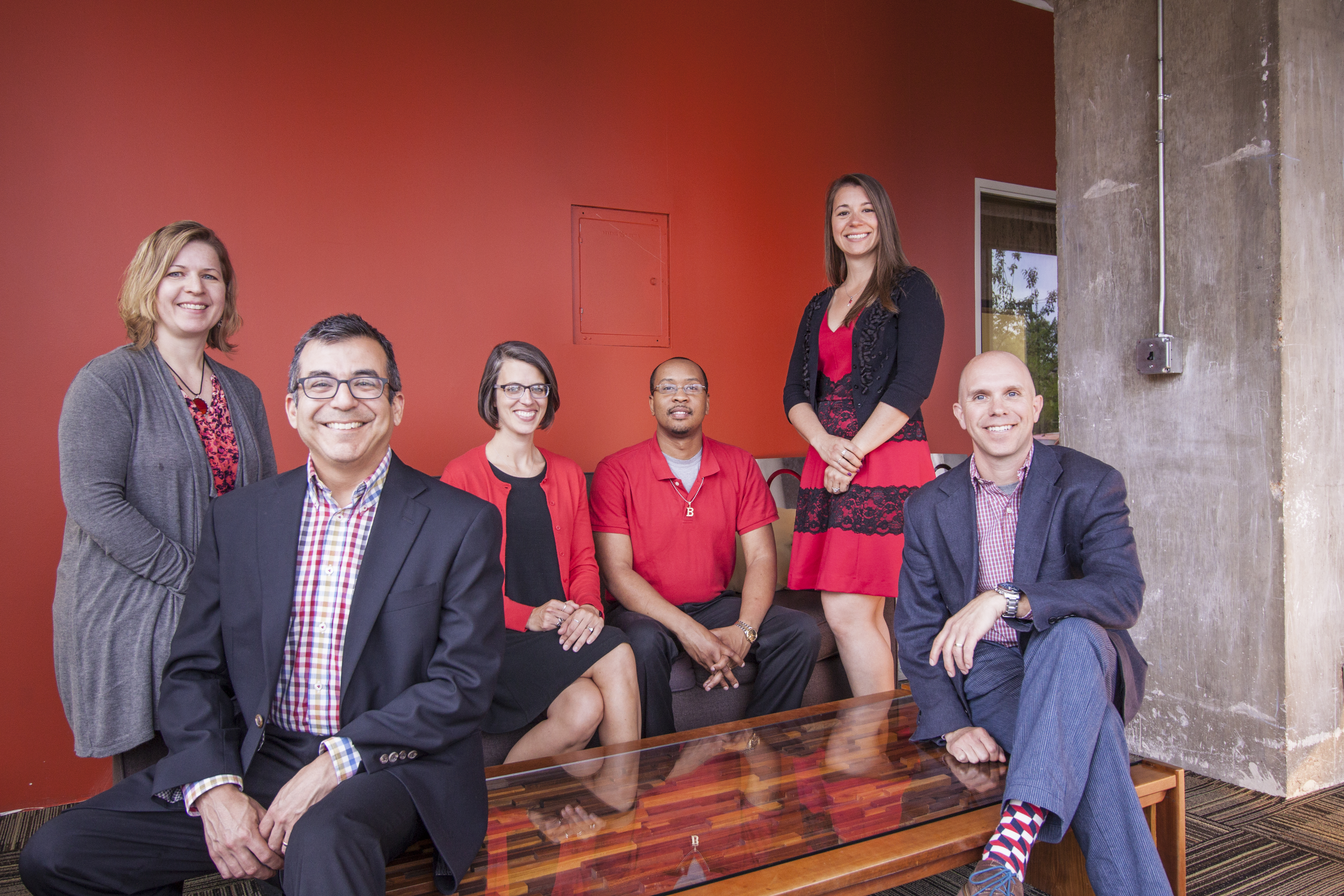 The CORE10 Architecture team includes (from left to right): Sheila Miranda, Lead Architect; Michael Byrd, Principal and Co-Founder; Amanda Partyka Norris, Lead Architect; Jamar Bohannon, Production Designer; Sheena M. Hartmann, Production Designer; Tyler Stephens, Principal & Co-Founder.
